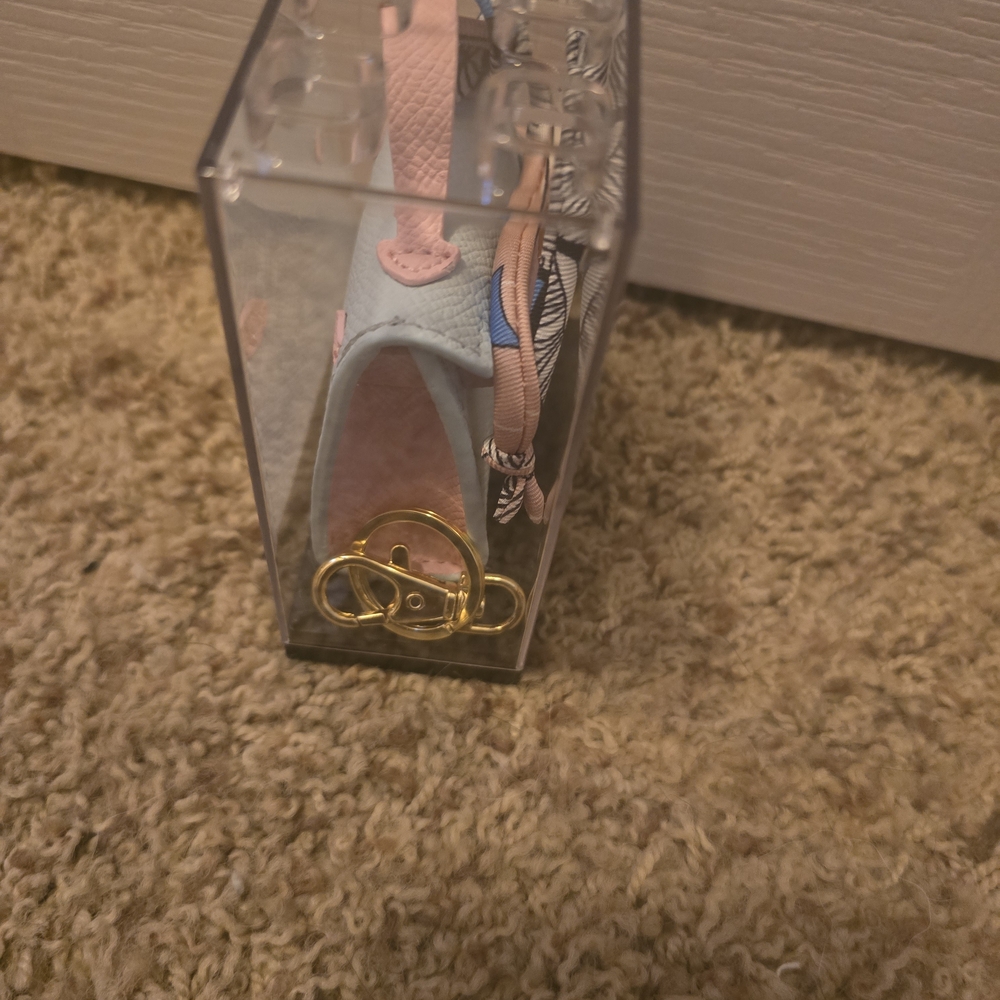Stylish Blue and Pink Bag Charm With Tiny Scarf - Picture 3 of 3
